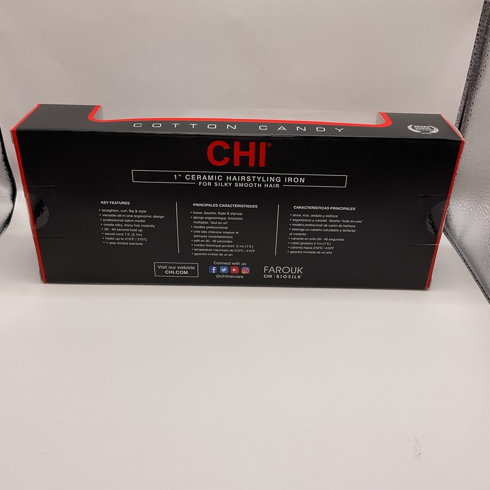 Chi NWT Cotton Candy 1" Ceramic Hairstyling Iron, Straighten, Curl, Flip, Style - Picture 3 of 6